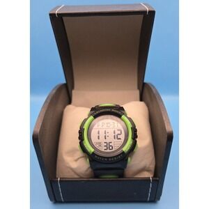 Lavaredo Digital Sports Watch Unisex Blk/green Water Resistant To 50 Meters #289